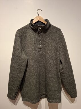 RedHead Men's Dark Green Heather Zip-Button Pullover Sweater